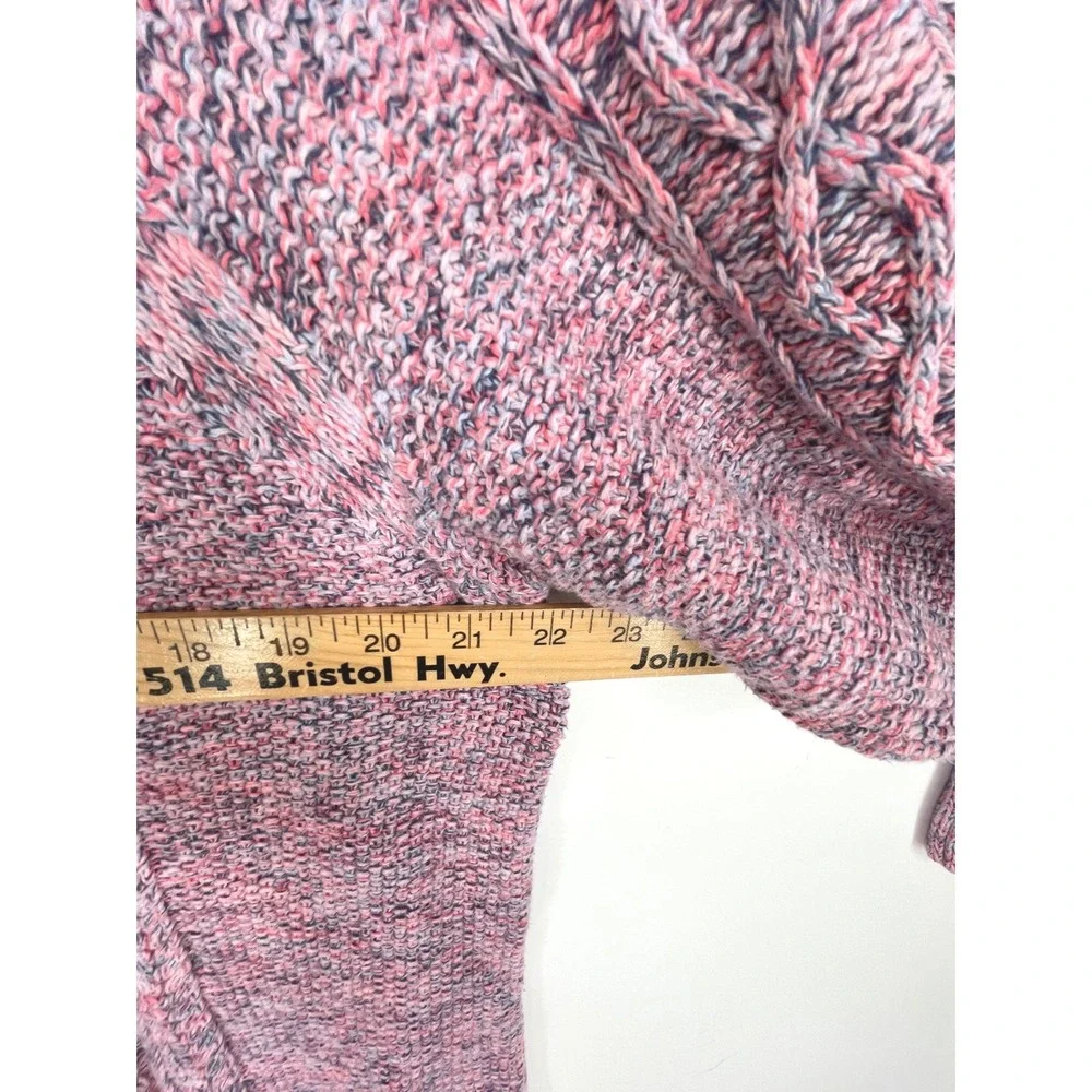 VTG Gap Womens Sweater XL Tall Pullover Pink Marled Cable Knit Crew Neck Raglan
